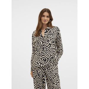 VERO MODA - VMVIGDIS - Blouse - Ecru/Zwart - Lange Mouw