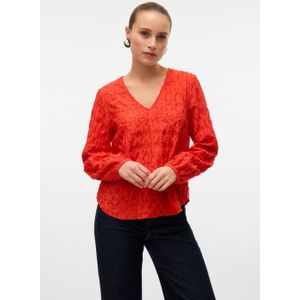 VERO MODA - VMVISTINA - Top - Rood - V-hals - Lange Mouwen