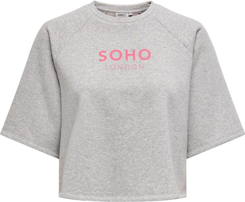 ONLY Onlcora S/S Print O-hals Ub Swt Onlcora S/S Print O-Neck Ub Swt Dames (1 stuk), Lichtgrijs chinees, XL