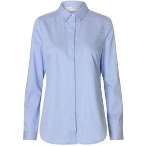 SELECTED FEMME Slfromie Ls Striped Fitted Shirt Noos Slfromie Ls dames gestreept nauwsluitend T-shirt (1 stuk), Helder wit, 36
