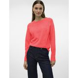 Vero Moda - Vmdoffy Ls O-Neck Blouse - Rood - Gebreid - Lange Mouwen