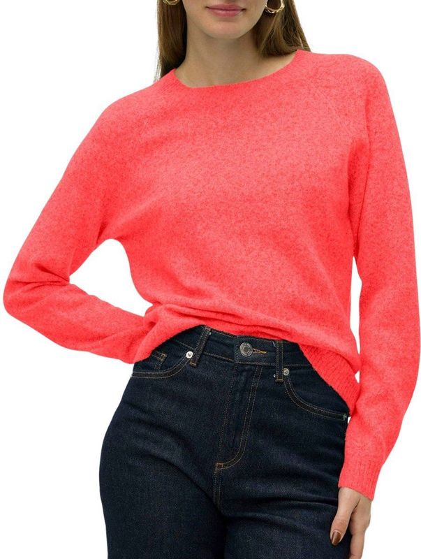 Vero Moda - Vmdoffy Ls O-Neck Blouse - Rood - Gebreid - Lange Mouwen
