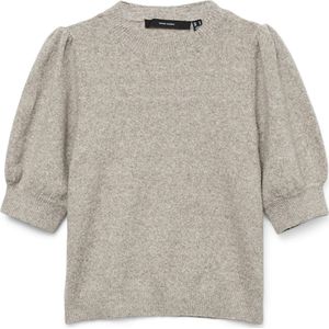 Gebreide Pullover - O-hals - 2/4 Mouwen - Pofmouwen - Regular Fit