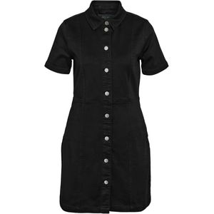 Noisy May - NMNISA S/S Slim Denim Dress - Korte Jurk - Zwart - Katoen/Polyester/Elastaan