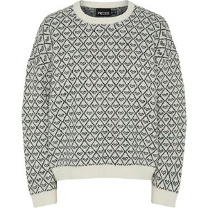 Gebreide Trui - Cloud Dancer AOP - Zwart Hartjes - Polyester/Wol/Elasthaan