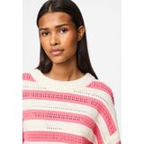 Pieces - Pcfanni Ls O-neck - Gebreide Trui - Wit - Lange Mouwen