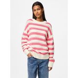 Pieces - Pcfanni Ls O-neck - Gebreide Trui - Wit - Lange Mouwen