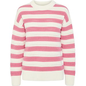 Pieces - Pcfanni Ls O-neck - Gebreide Trui - Wit - Lange Mouwen