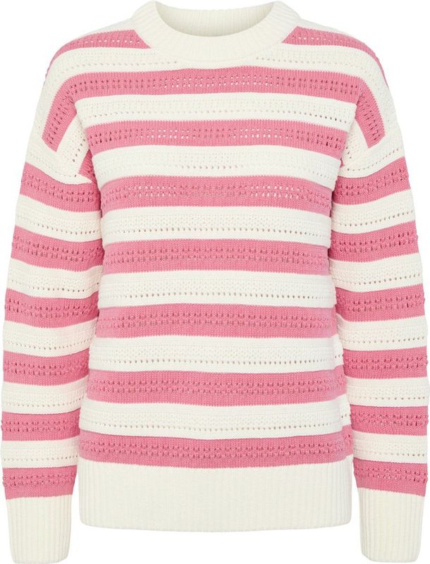 Pieces - Pcfanni Ls O-neck - Gebreide Trui - Wit - Lange Mouwen