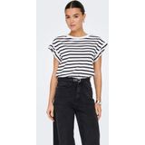 ONLY - ONLGRAPE T-shirt - Korte Mouwen - Ronde Hals - Katoen en Modal - Ruches