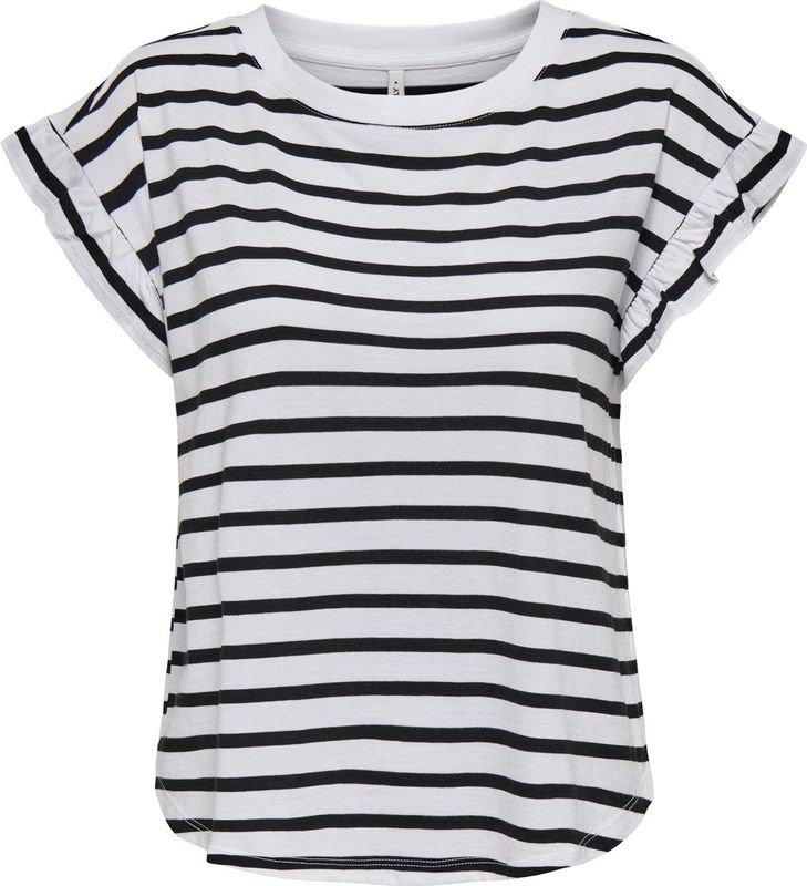 ONLY - ONLGRAPE T-shirt - Korte Mouwen - Ronde Hals - Katoen en Modal - Ruches