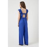 Y.A.S - Wide Leg Jumpsuit - Blauw - Mouwloos - Viscose en Linnen