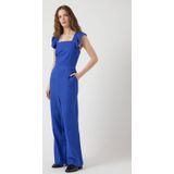 Y.A.S - Wide Leg Jumpsuit - Blauw - Mouwloos - Viscose en Linnen