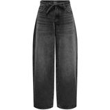 Only - Onlgianna Mw Straight - Jeans - Washed Black - 100% Katoen