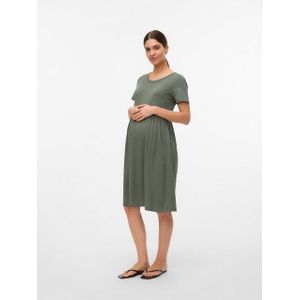 Mama.Licious - Mlmia Ss JRS Abk Skater Dress - Agave Green - Midi-jurk - Korte Mouwen