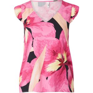 Only - Tanktop - Multikleur - Katoen - V-hals - Korte Mouwen