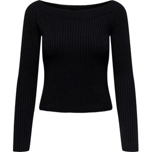 Jacqueline de Yong - Jdylemon L/S Off-Shoulder Pullover Knt - Gebreide Trui - Zwart