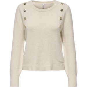 Only - ONLJEANETT LIFE LS BUTTON O-NECK CS KNT - Gebreide Trui - Birch - Katoen