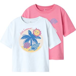 Name It - NMFJASSA 2P SS NREG TOP - T-shirt - Aurora Pink - Set van 2