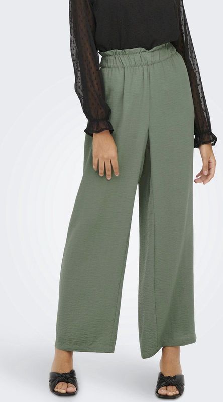 Broek met Wijde Pijpen - Zwart - Katoen - High Waist