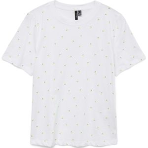 Vmpaulina AOP Ss T-shirt Ga JRS Noos, wit (bright white), M