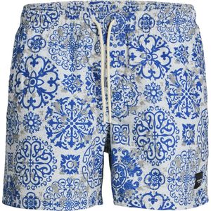 Jack & Jones - Heren Zwemshort - Wit-Blauw - Azulejo Print