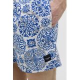 Jack & Jones - Heren Zwemshort - Wit Blauw - Azulejo Print - Comfortabel