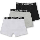 ONLY & SONS JUNIOR - Boxershort - Set van 3 - Zwart/Grijs/Wit - Stretchkatoen