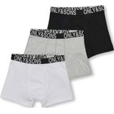 ONLY & SONS JUNIOR - Boxershort - Set van 3 - Zwart/Grijs/Wit - Stretchkatoen