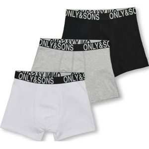 ONLY & SONS JUNIOR - Boxershort - Set van 3 - Zwart/Grijs/Wit - Stretchkatoen