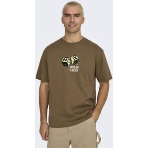 Only & Sons, Heren, Tops, Bruin, Maat: S Katoen,