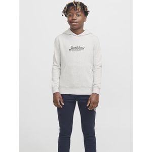 Jack & Jones - JJBEAU SWEAT HOOD JNR - Hoodie - White melange - Met Capuchon, Kangoeroezak