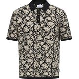 ONLY - Ecru Dessin Polo - Katoen - Korte Mouwen - Klassieke Kraag