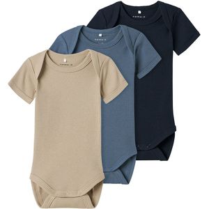 Romper - 3-pack - Zacht - Ribgebreide Stof - Korte Mouwen - Drukknoopsluiting