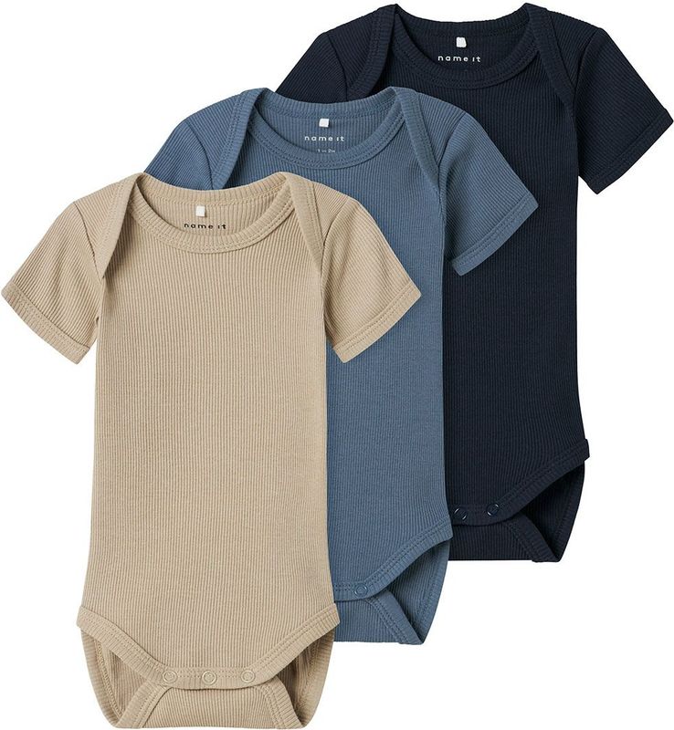 Name it baby Unisex Nbnbody 3P Ss Solid Rib Noos (3-pack), China blue, numeric_50
