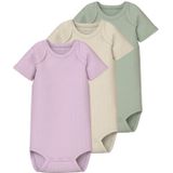 Romper - Gestreept - 3-Pack - Ribgebreide Stof - Korte Mouwen
