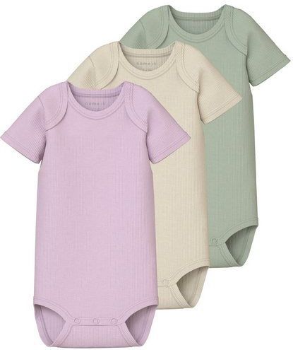 Romper - Gestreept - 3-Pack - Ribgebreide Stof - Korte Mouwen