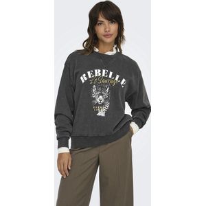 Only - Lucinda - Sweater - Donkergrijs - 60% Katoen - 40% Polyester