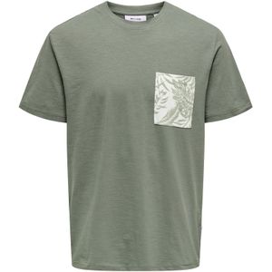 ONLY & SONS Rundhalsshirt "ONSPERRY LIFE REG LEAF POCKETTEE"