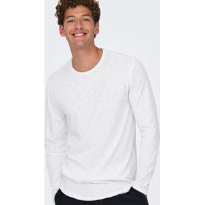 ONLY & SONS - ONSBENNE LONGY LS TEE VD - Shirt - Bright white - Lange Mouwen