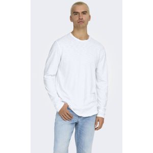 ONLY & SONS - ONSBENNE LONGY LS TEE VD - Shirt met Lange Mouwen - Bright White - Oversized