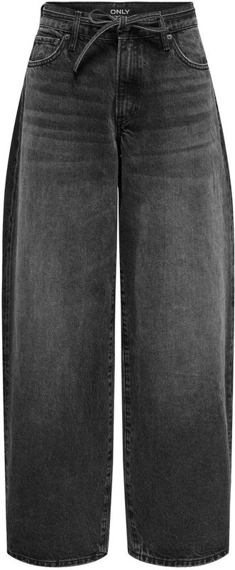 Only - Onlgianna Mw Straight - Jeans - Washed Black - 100% Katoen