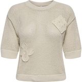 Only - ONLLUCIE - Gebreide Trui - Ecru - Korte Mouwen - O-hals