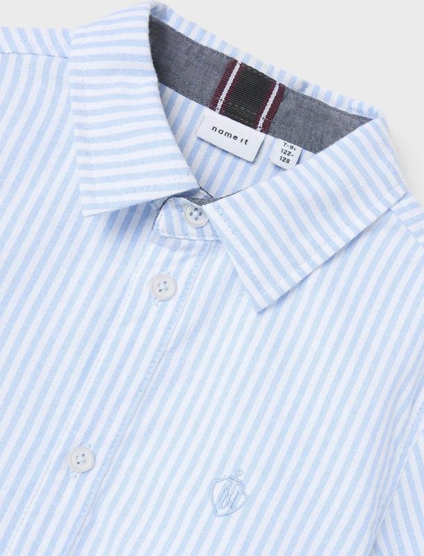 Name It - NKMNEWSA SS SHIRT NOOS - Overhemd - Campanula Stripes - Korte Mouwen - Katoen