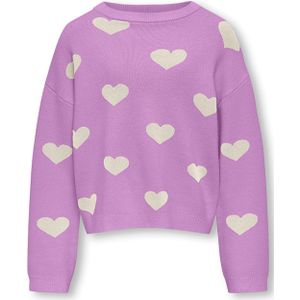 ONLY kids meisjes trui MONTANA African Violet Heart Birch Loose Fit