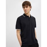 Poloshirt - Zwart - Katoen/Polyester/Elastaan - Korte Mouwen