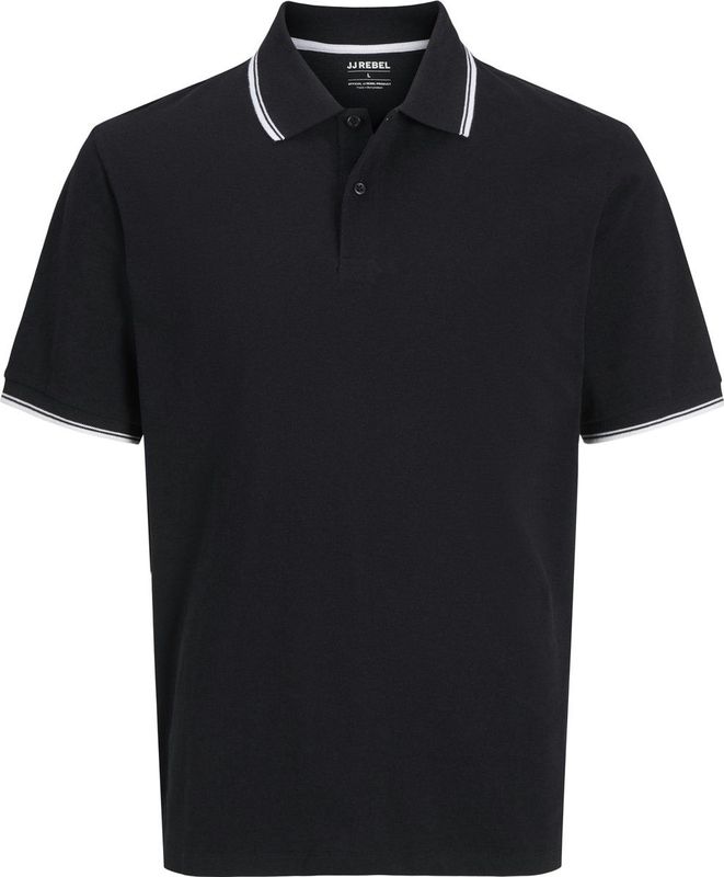 Poloshirt - Zwart - Katoen/Polyester/Elastaan - Korte Mouwen