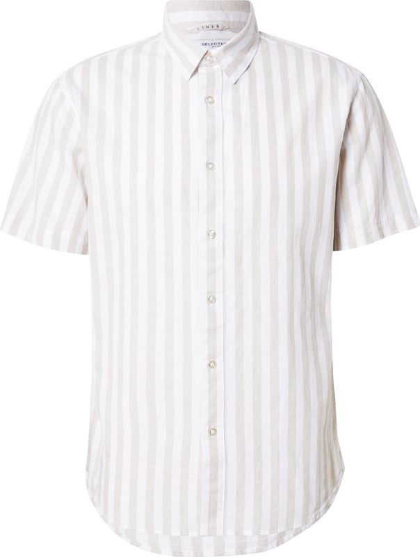 Selected Homme - Slhreg-Sun Shirt SS Noos - Overhemd - Beige - Katoen