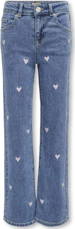 ONLY Jeans - Wide Leg - Light Medium Blue - Meisjes met Hartborduursel