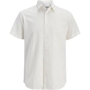 JJ REBEL - Casual Overhemd - Wit - Korte Mouw - Katoen en Linnen